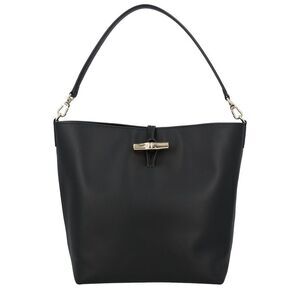 Longchamp Le Roseau Medium Leather Hobo Bag, Black